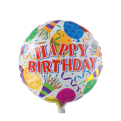 Ballonfolie Happy Birthday weiß Party ø46cm