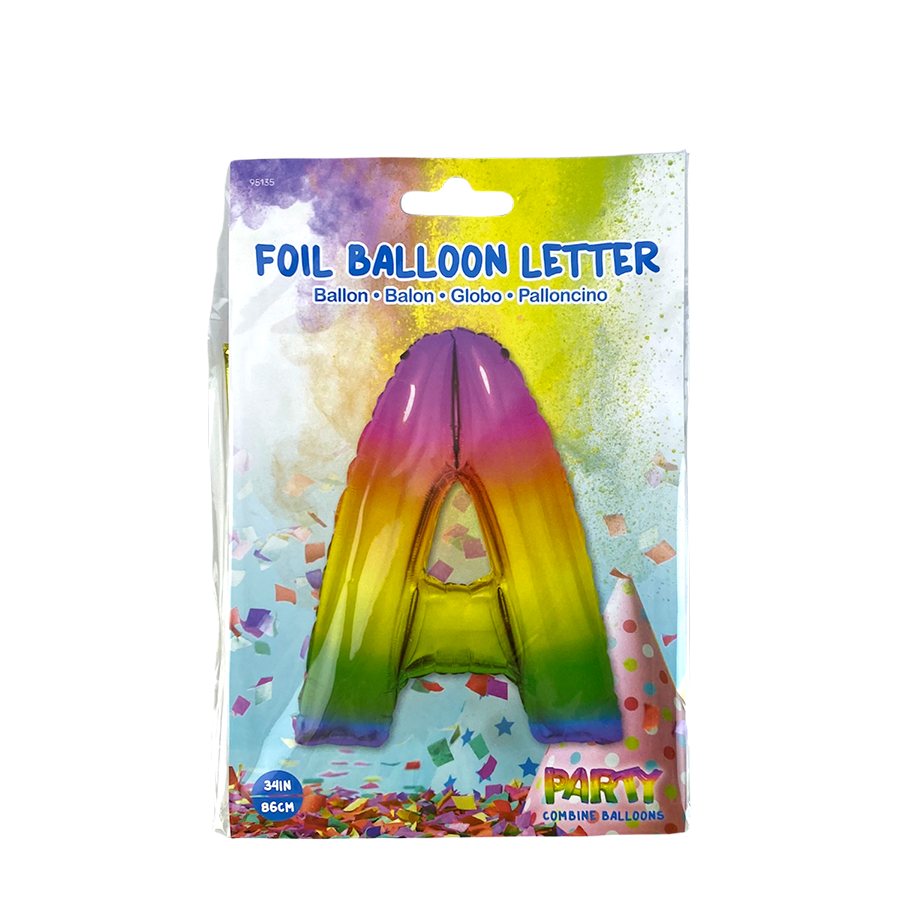 Ballonfolienbuchstabe ein Regenbogen 86cm