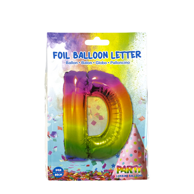 Folienballon Buchstabe d Regenbogen 86cm