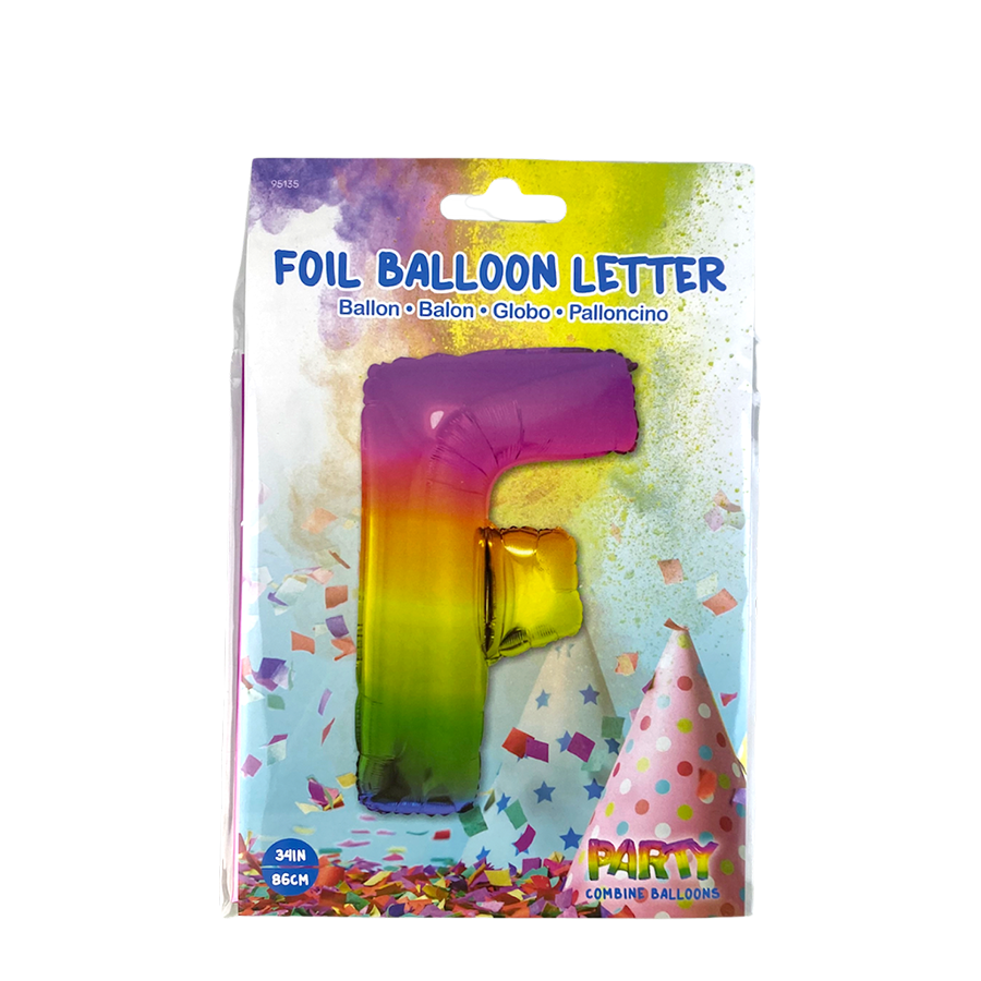 Folienballon Buchstabe f Regenbogen 86cm
