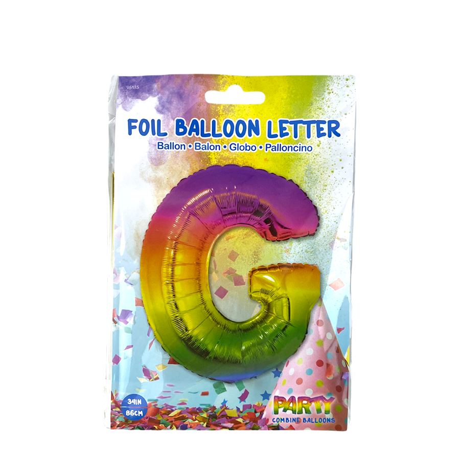 Folienballon Buchstabe g Regenbogen 86cm