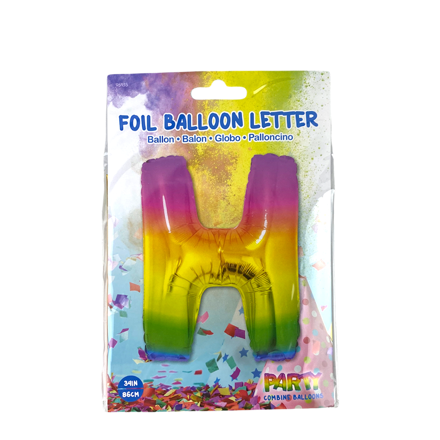 Ballonfolie Buchstabe h Regenbogen 86cm