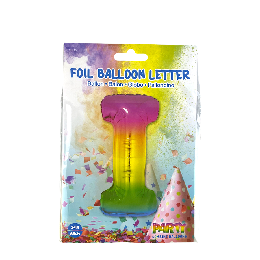 Folienballon Buchstabe i Regenbogen 86cm