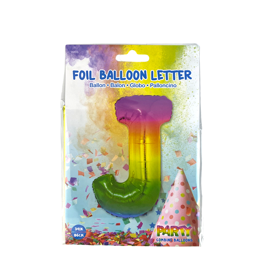Folienballon Buchstabe J Regenbogen 86cm