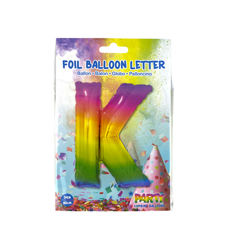 Folienballon Buchstabe K Regenbogen 86cm