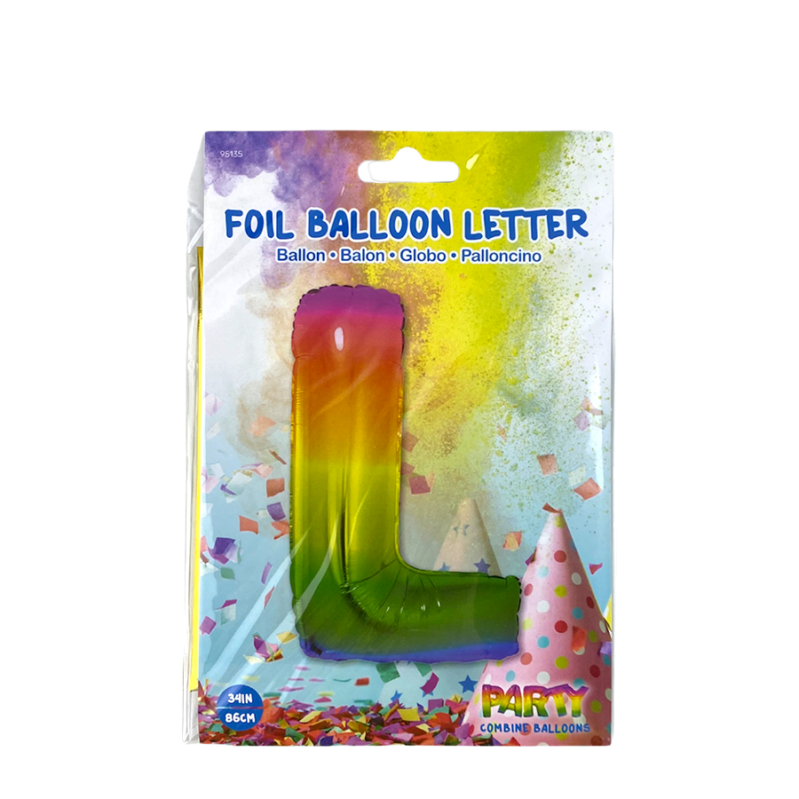 Folienballon Buchstabe L Regenbogen 86cm