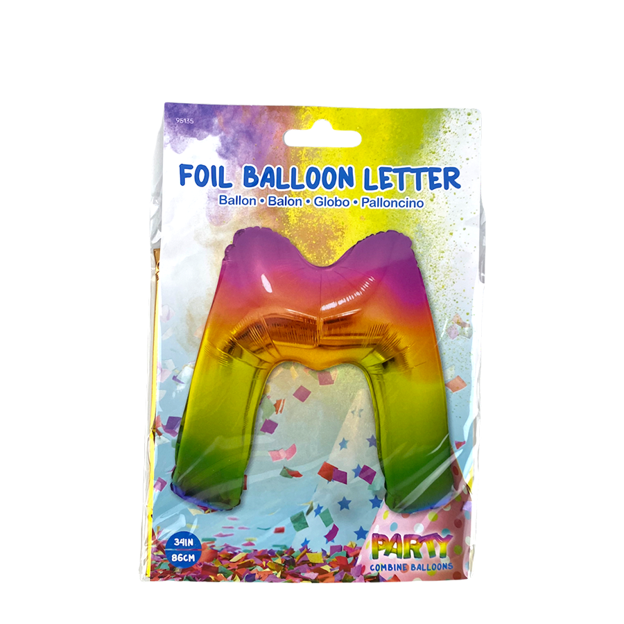 Folienballon Buchstabe M Regenbogen 86cm