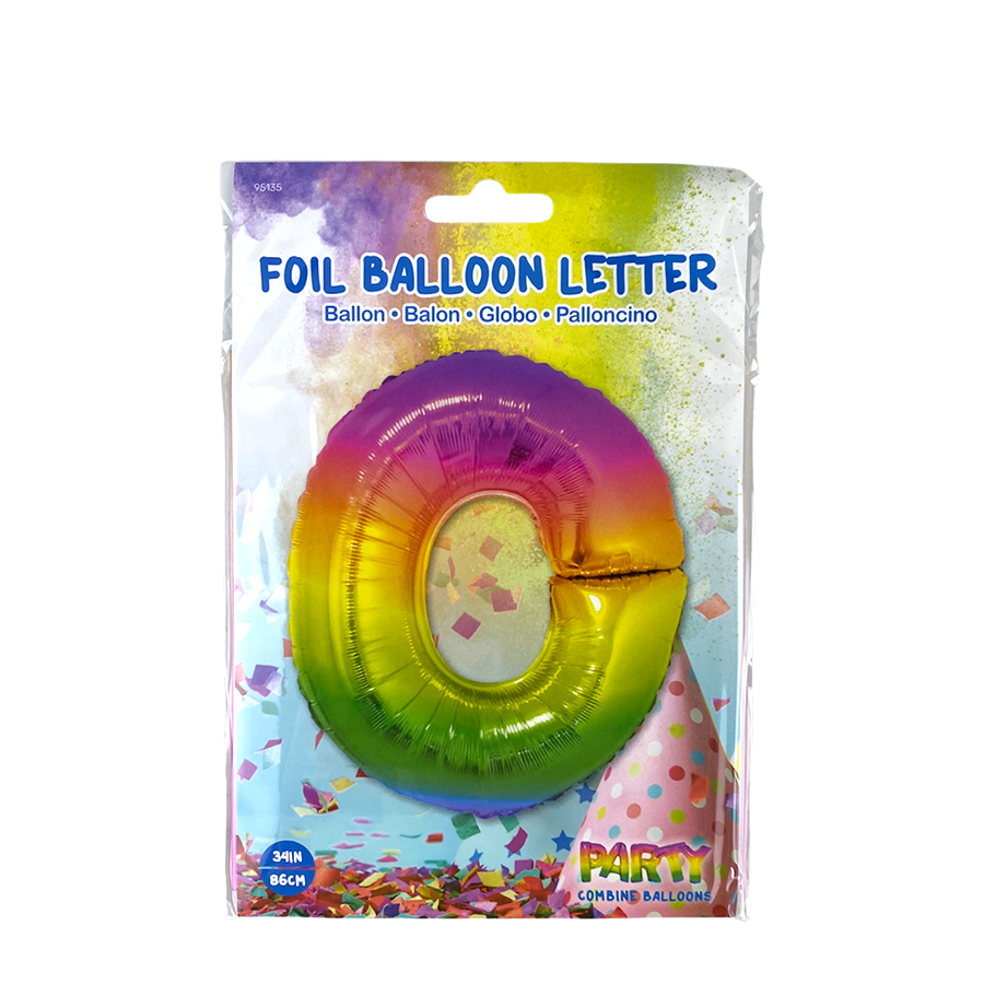 Folienballon Buchstabe o Regenbogen 86cm