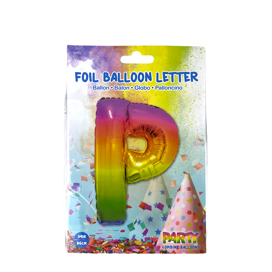 Folienballon Buchstabe P Regenbogen 86cm