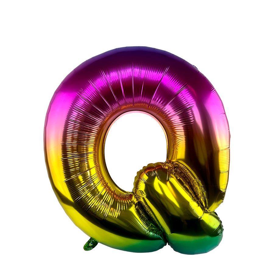 Folienballon Buchstabe q Regenbogen 86cm