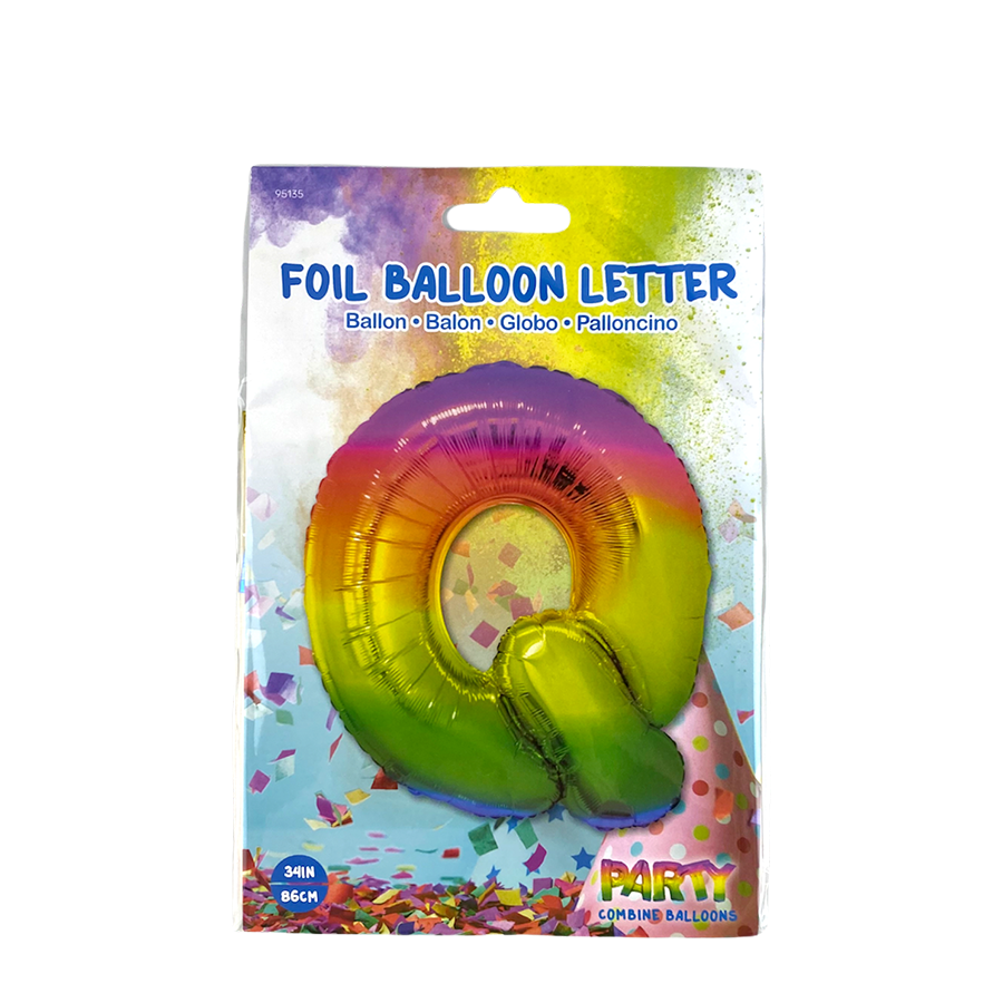 Folienballon Buchstabe q Regenbogen 86cm
