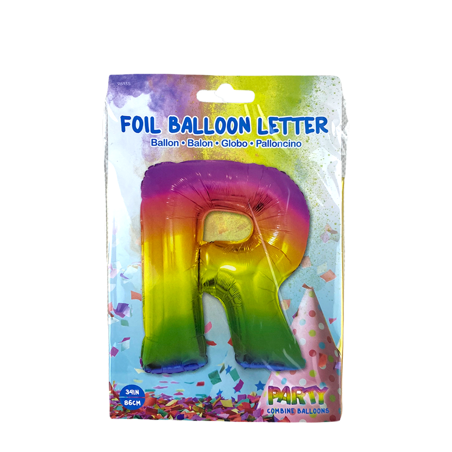 Folienballon Buchstabe R Regenbogen 86cm