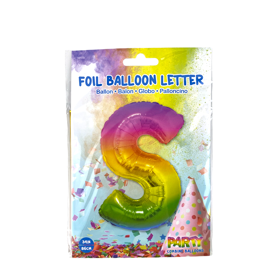 Folienballon Buchstabe S Regenbogen 86cm