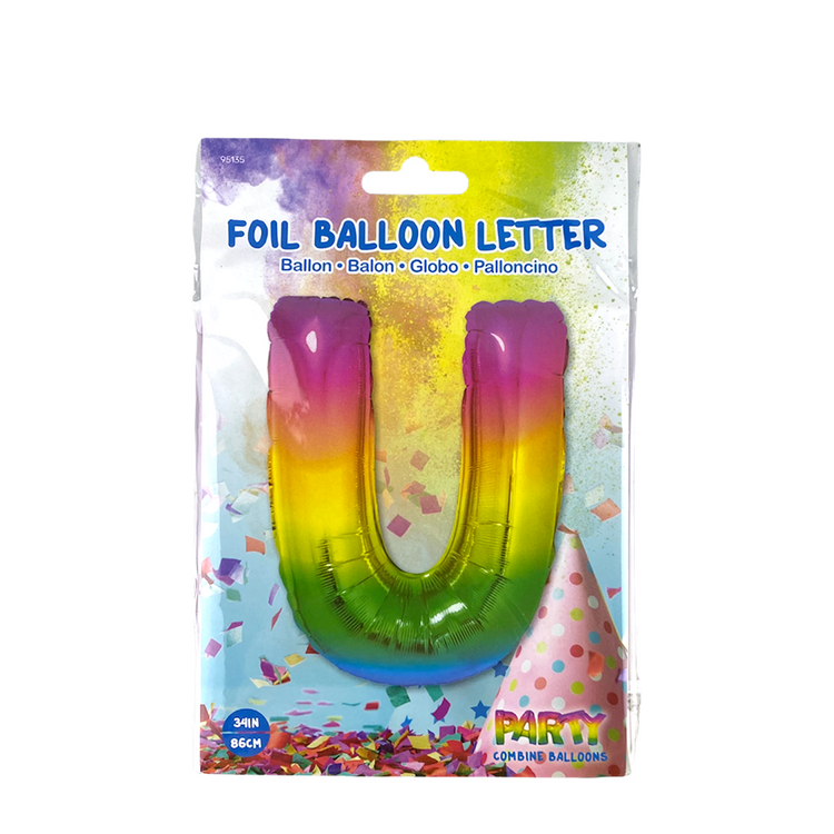 Folienballon Buchstabe U Regenbogen 86cm