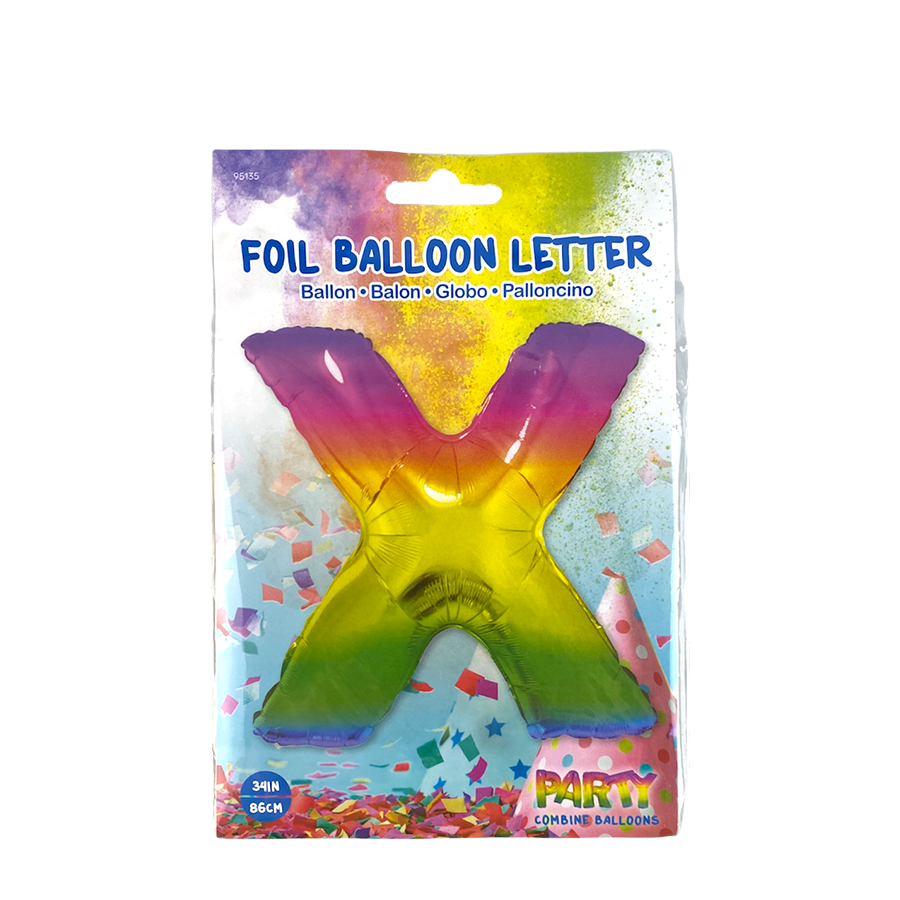 Folienballon Buchstabe x Regenbogen 86cm