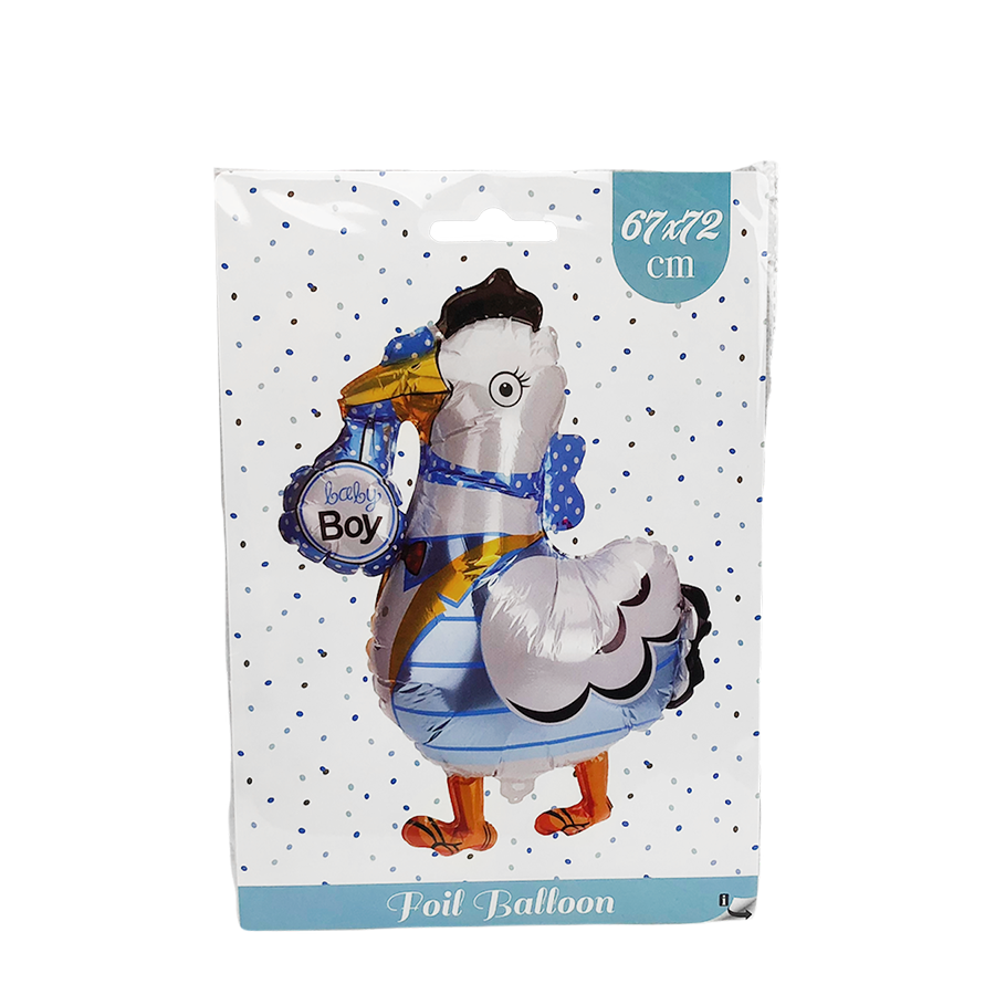 Folienballon Storch Baby Junge 67x72cm