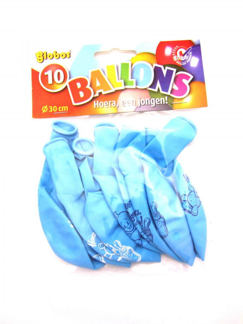 Globos-Luftballons Hurra ein Junge (10 Stück im Beutel)