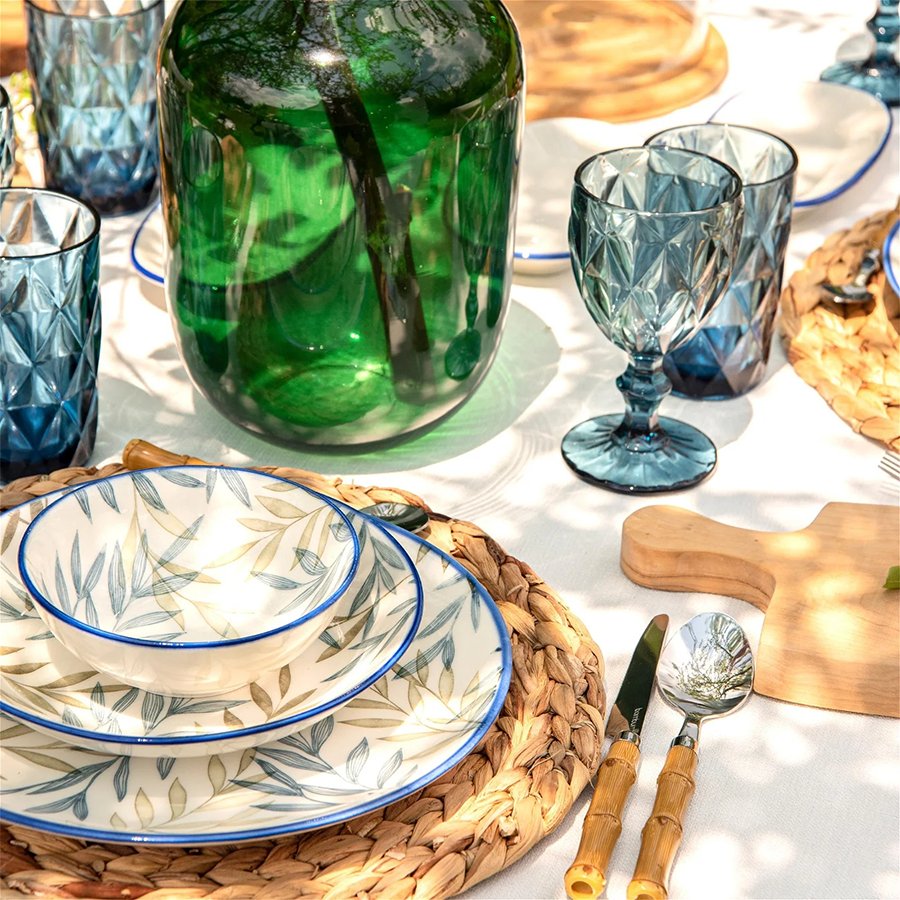 Bambum Geschirrset Fondo Blau 12-teilig