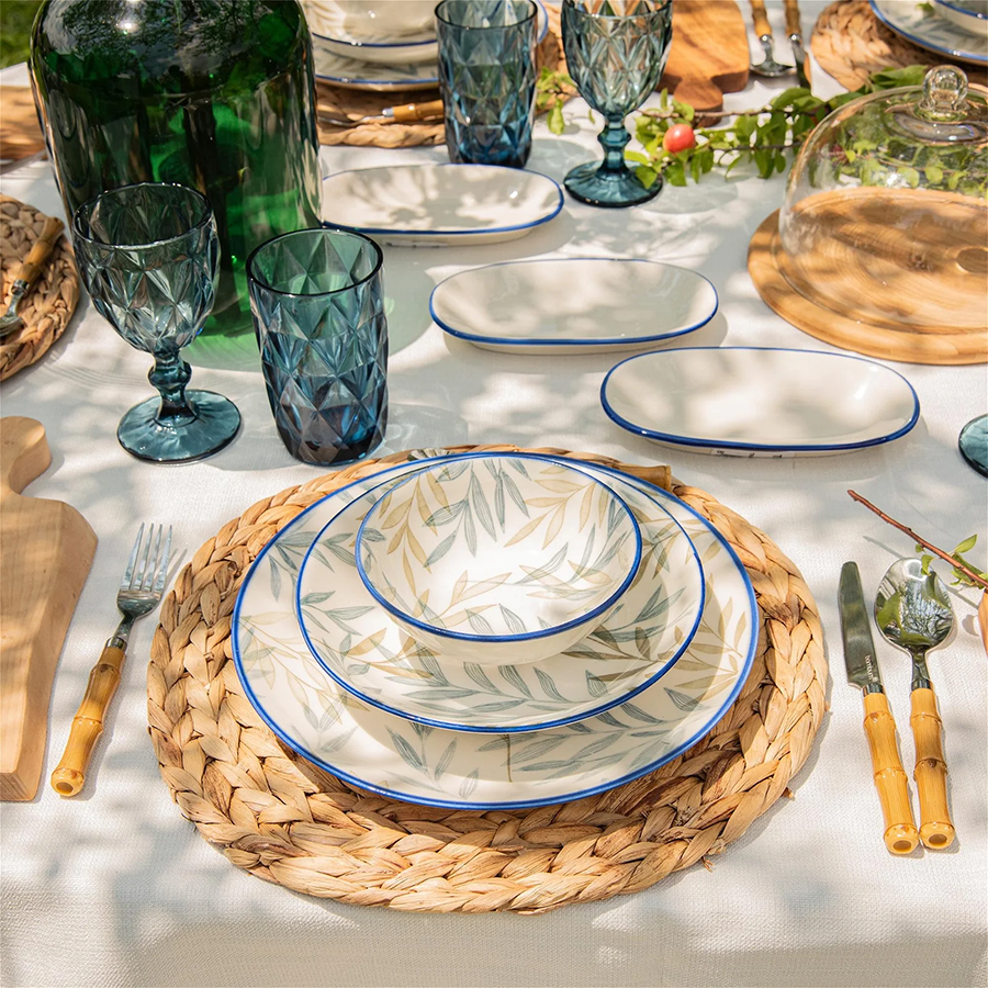 Bambum Geschirrset Fondo Blau 12-teilig