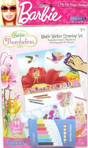 Thumbelina Fensteraufkleber mit Farben und Malvorlagen