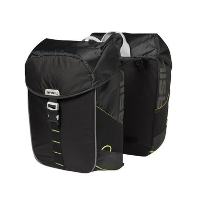 Basil Miles Double Bag - wasserdichte Doppel-Fahrradtasche, unisex, sportlich, schwarz-lime