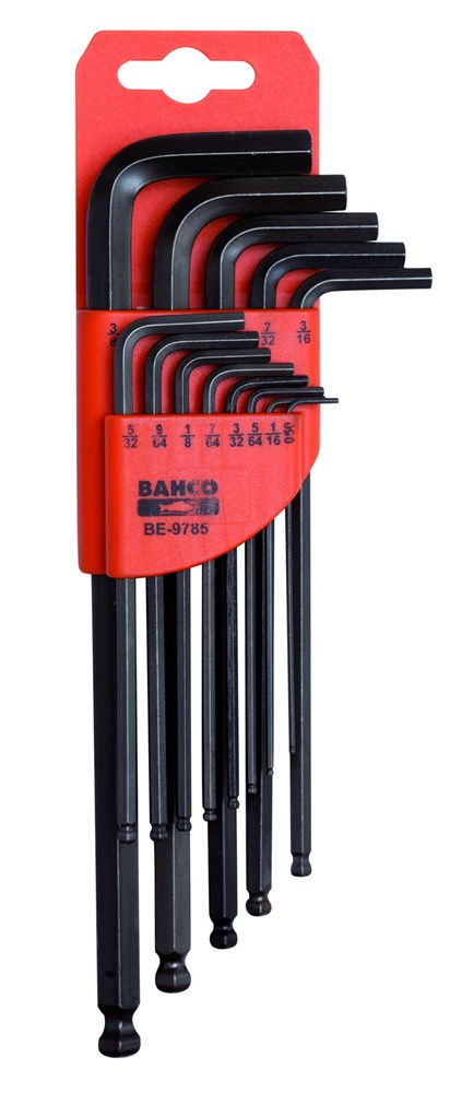 Bahco Innensechskantschlüsselsatz lang + Kugelkopf Zoll
