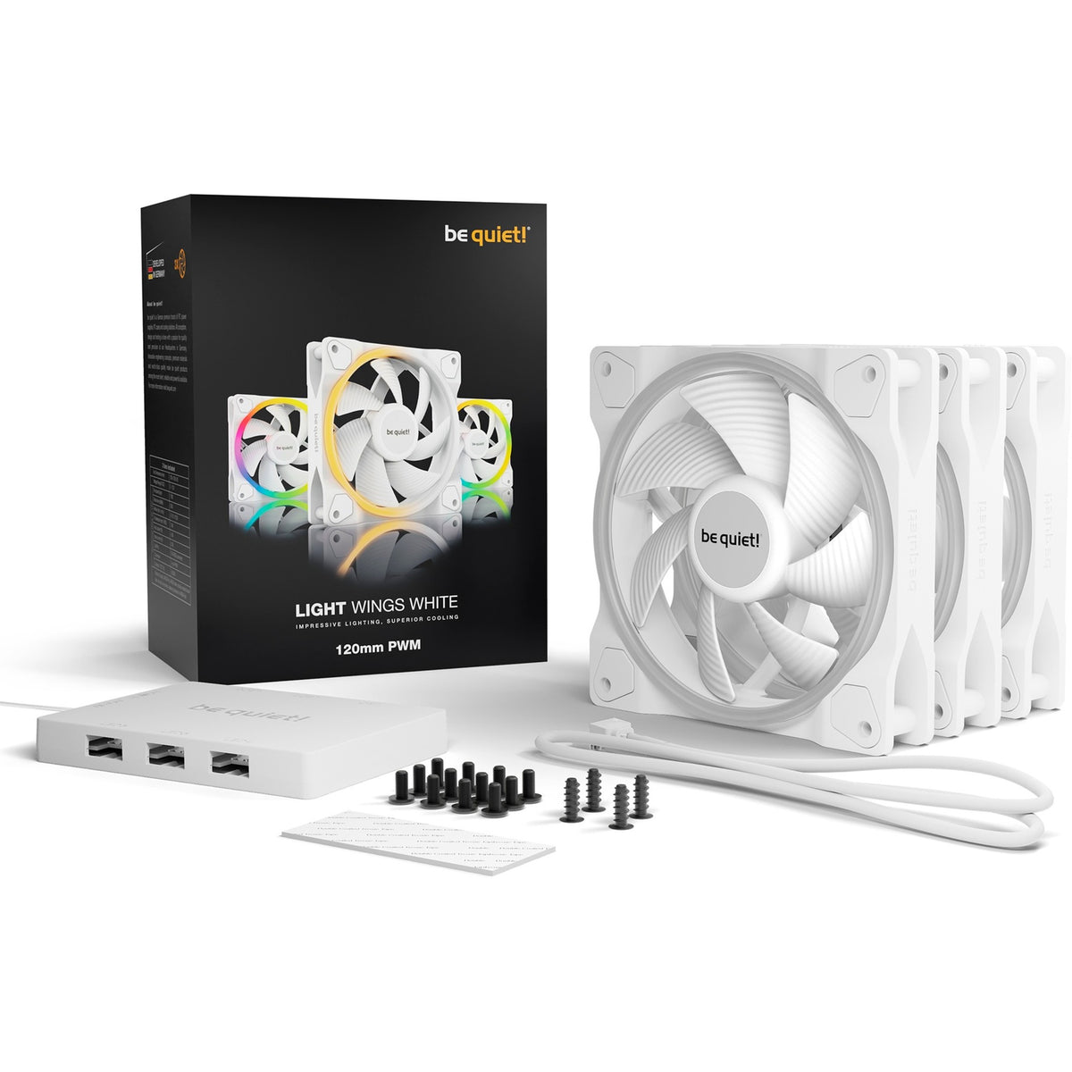 Ruhig sein! Hell weiß 120 mm PWM Triple Pack