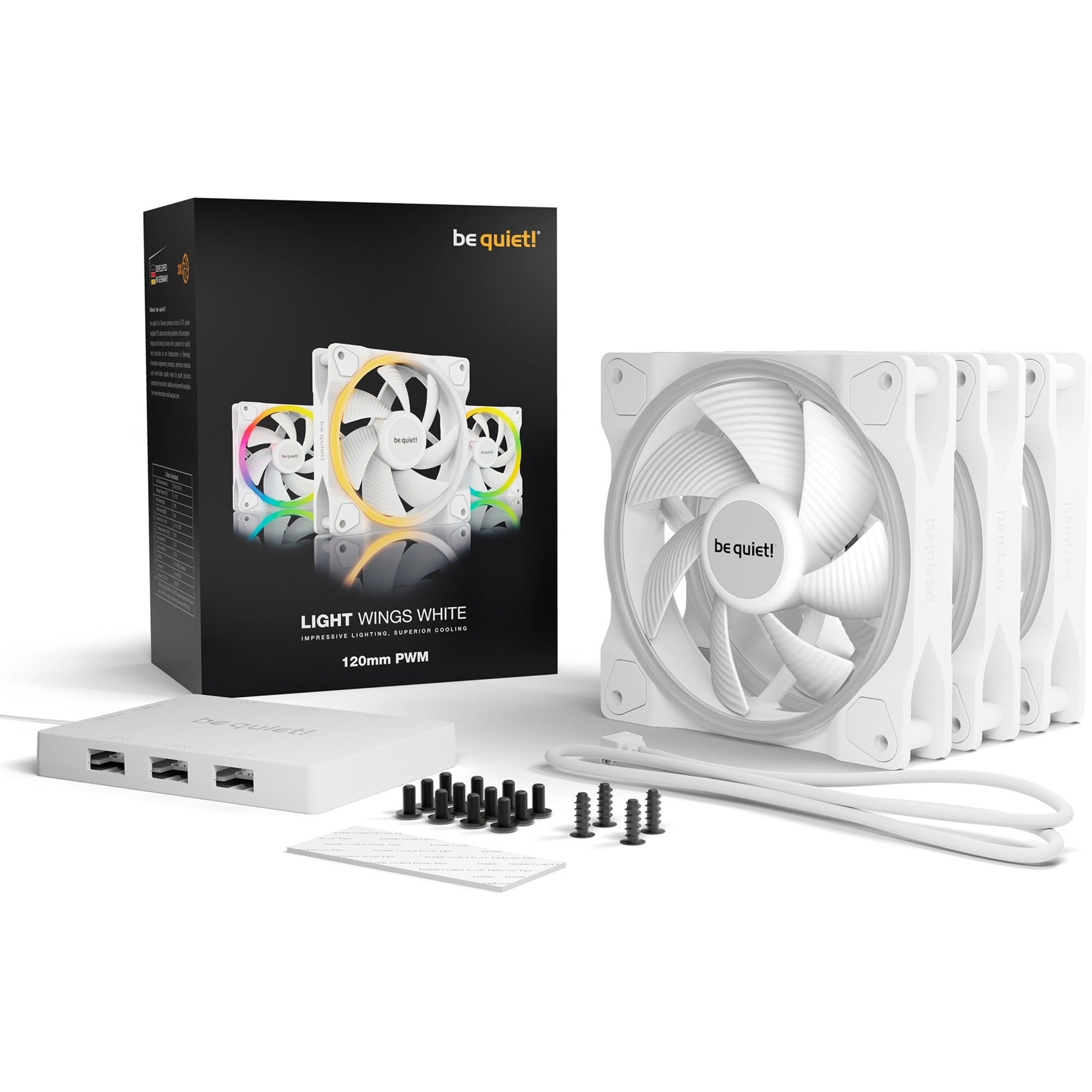 Ruhig sein! Hell weiß 120 mm PWM Triple Pack