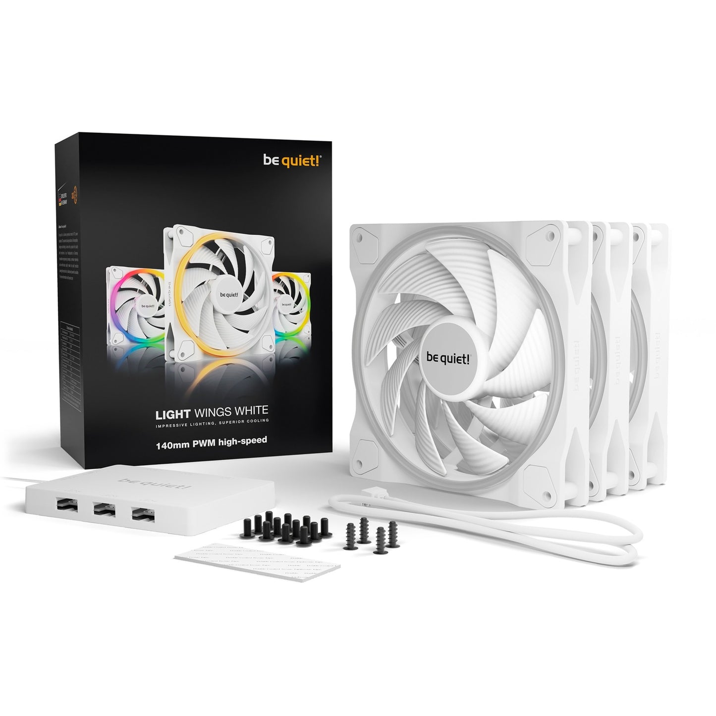 Ruhig sein! Hell weiß 140 mm PWM Hochgeschwindigkeits-Triple Pack