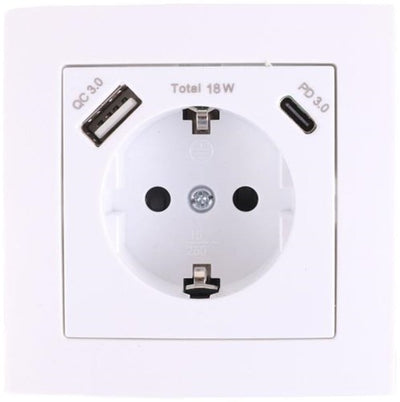 Benson Einbausteckdose RA + USB + USB-C weiß - 4650012