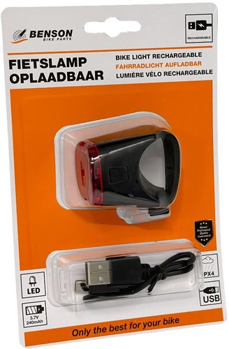 Benson LED-Fahrradlampe USB wiederaufladbar rot - 5700340