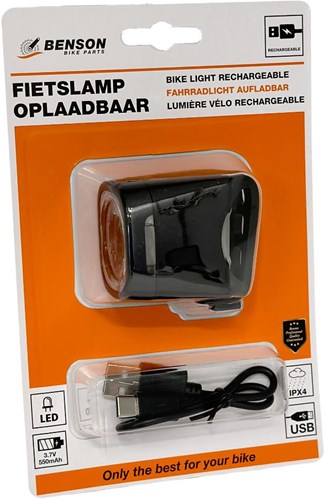 Benson LED-Fahrradlampe USB wiederaufladbar weiß - 5700341