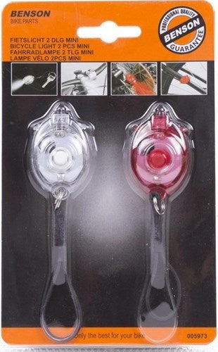 Benson LED-Fahrradlampenset mit elastischem Mini 2-teilig rot weiß - 5700335
