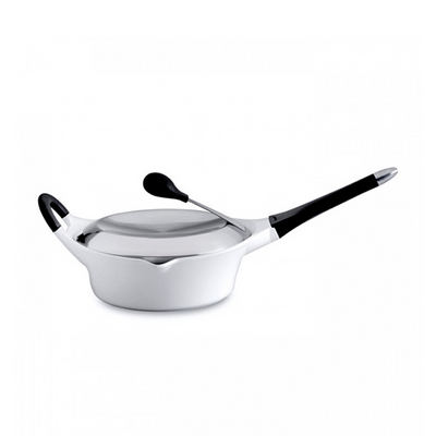 Berghoff Auriga Schmorpfanne mit Deckel, abnehmbarem Griff, weiße Keramik, ø26 cm