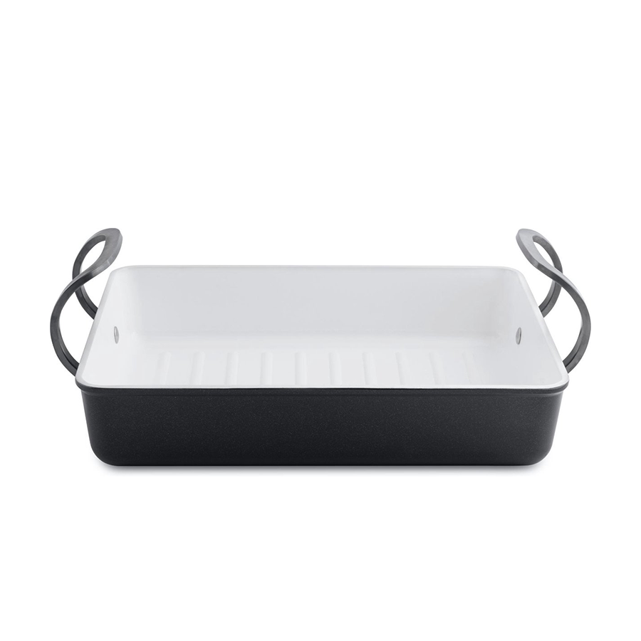 Berghoff Eclipse Auflaufform aus schwarzer Keramik, 33 x 24 x 7 cm