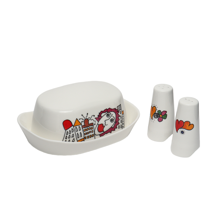 Berghoff Eclipse Salz- und Pfefferstreuer mit Butterdose, Set Codriez, 4-teilig