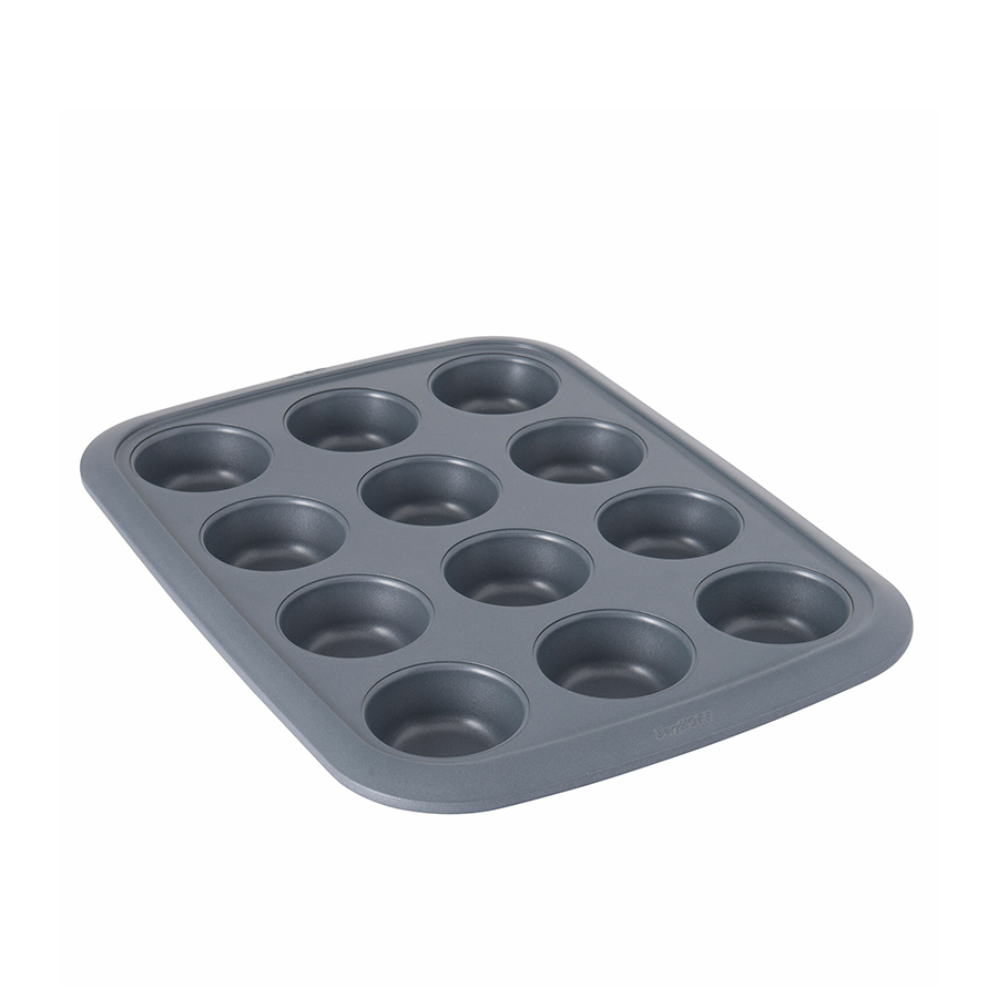 Berghoff Edelstein-Muffinform mit 12 Förmchen, grau, 46,5 x 35 x 4 cm