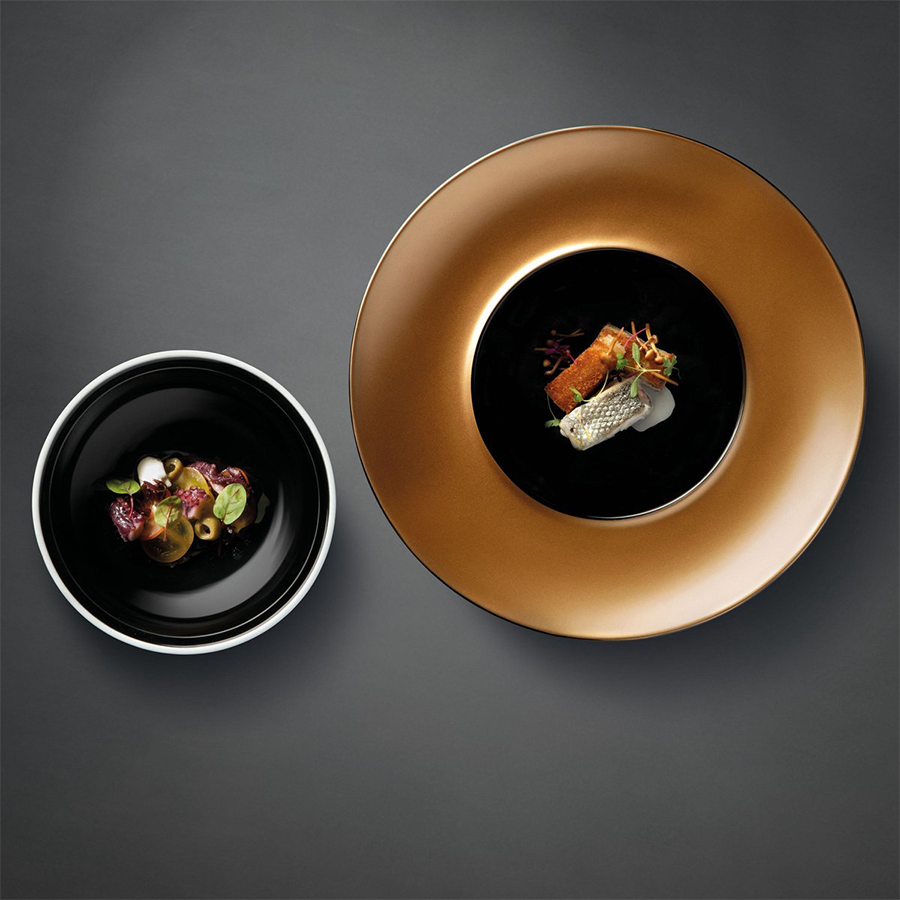 Berghoff Edelstein-Präsentationsteller und -schale aus Schwarzgold