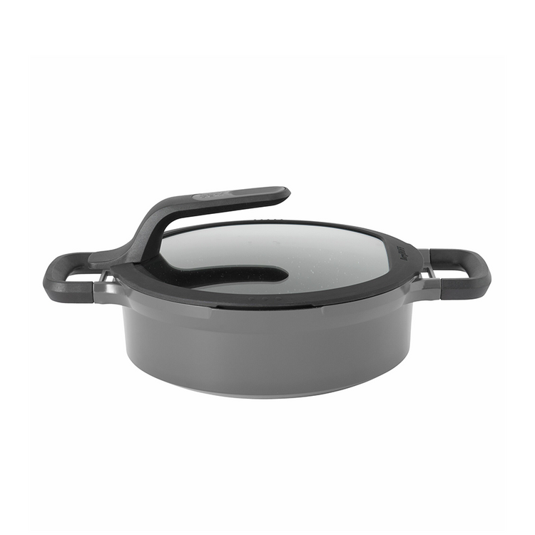Berghoff Gem Schmorpfanne 2 Griffe mit Deckel kühl bleiben grau ø24cm