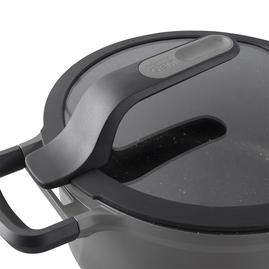 Berghoff Gem Schmorpfanne 2 Griffe mit Deckel kühl bleiben grau ø26cm