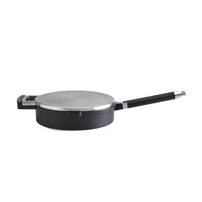 Imp Berghoff Neo Schmorpfanne mit Deckel, abnehmbarem Griff, Keramik, schwarz, ø24 cm
