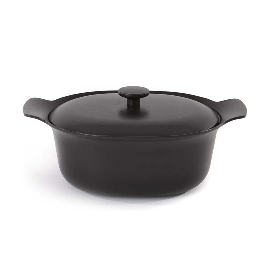 Berghoff Ron ovaler Kochtopf mit Gusseisendeckel schwarz 28x22cm
