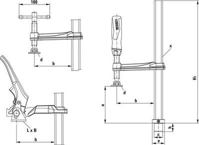 Bessey Spannelement mit einem festen Spangeon TW28-30-14-2K