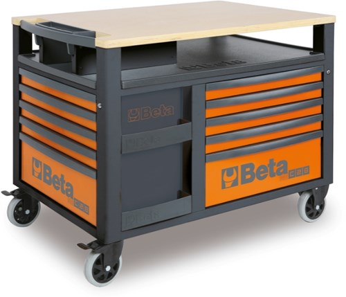 Beta-Werkzeugwagen RSC28-R mit roter Holzplatte