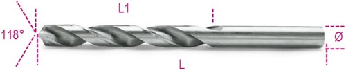 Beta-Spiralbohrer, kurze Ausführung HSS, vollständig geschliffen, glänzende Oberfläche 412 3,00 - 004120064