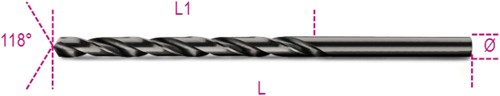 Beta-Spiralbohrer, lange Ausführung, HSS, vollständig geschliffen, brüniert, 412 l, 3,00 – 004120236