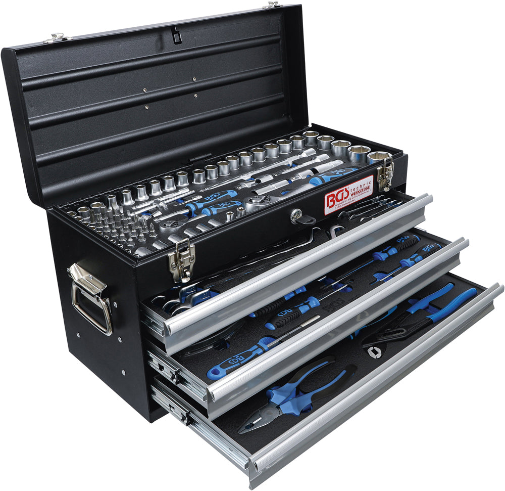 BGS Technic Werkzeugkoffer aus Metall mit 143 Werkzeugen