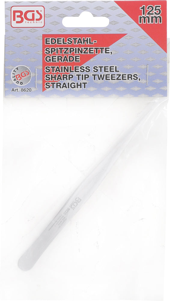 BGS Technic Pinzette aus Edelstahl mit scharfer Spitze