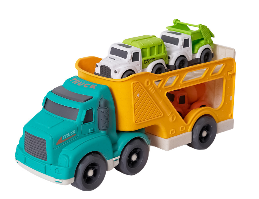 Biospielzeug-Truck aus Biokunststoff - inkl. 3 kleine LKWs