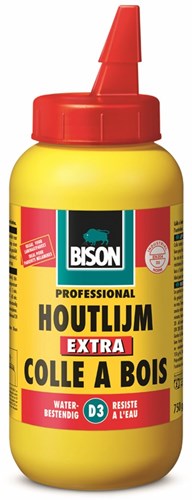 Bison Holzleim extra 750 Gramm – hochwertiger, wasserbeständiger weißer Holzleim, trocknet transparent, lösungsmittelfrei, überstreichbar, D3, stärker als Holz
